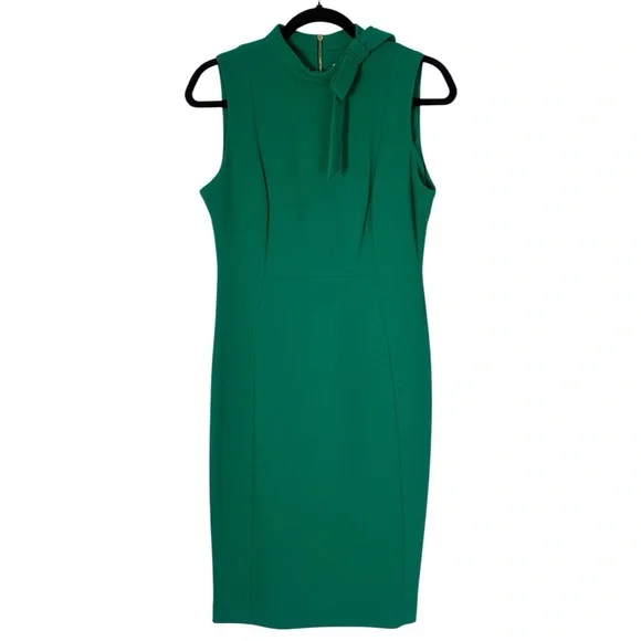 Calvin Klein Emerald Green Mock Neck Sheath Dress